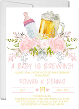 girls pink baby is brewing invitations beer mug shower theme