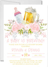 girls pink baby is brewing invitations beer mug shower theme