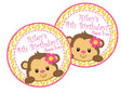 girls pink banana monkey sticker