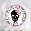 girls pink skull halloween birthday sticker