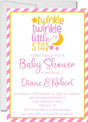 girls pink twinkle twinkle little star baby shower invitations