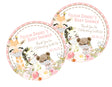 girls safari baby shower stickers with giraffe zebra bear wearing masks