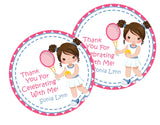 girls tennis birthday stickers personalized