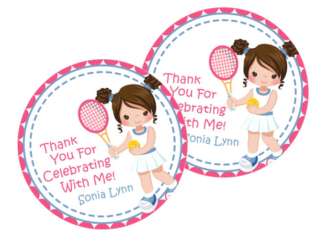 girls tennis birthday stickers personalized