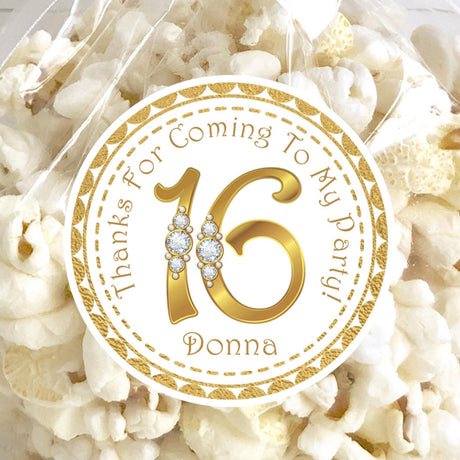 gold sweet sixteen birthday sticker design