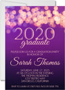 graduation party invitations purple bokeh design
