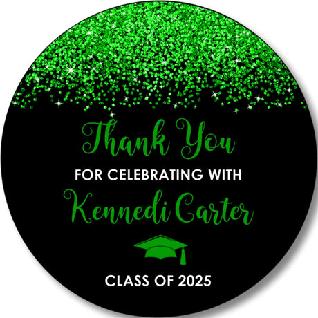Personalized Green Graduation Party Stickers