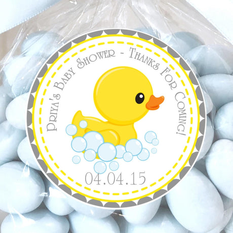 gray and yellow rubber duck baby shower sticker