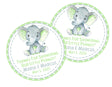 Thank you baby shower stickers – green elephant pattern