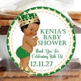 green and gold little prince baby shower sticker