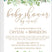 green botanical baby shower by mail invitations with matching address labels