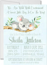 green botanical koala baby shower invitation cards rustic style
