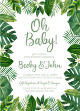 green leaf baby shower invitations elegant botanical theme