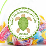 green turtle birthday sticker with personalized name