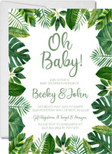 greenery baby shower invitations tropical leaf botanical design