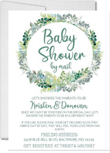 greenery wreath baby shower by mail invitations botanical design