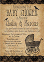 halloween baby shower invitations antique carriage lace design