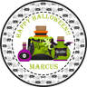 halloween potion bottle sticker with spiderweb border