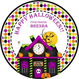 haunted train station halloween sticker pumpkin ghost design
