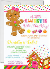 holiday sweets baby shower invitations pink christmas candy theme