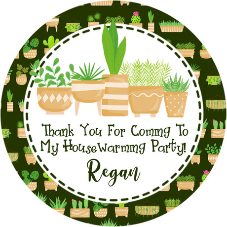 Housewarming Plant Theme Stickers – Potted Greenery Thank You Favor Labels