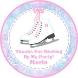 ice skate birthday sticker with pastel pink winter theme