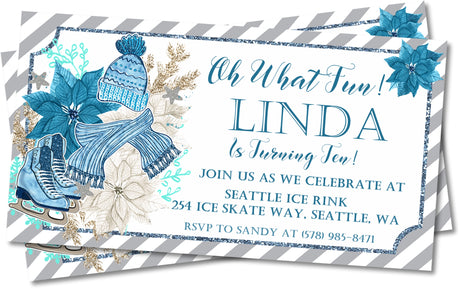 ice skating birthday invitations festive winter theme