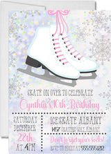 ice skating birthday party invitations snowflake winter design