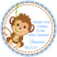 jungle safari monkey boy baby shower favor label