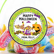 kids halloween sticker featuring assorted colorful candy illustrations