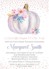 lavender pumpkin baby shower invitations pastel autumn watercolor design