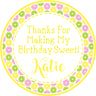 lemonade birthday sticker with lemons and drink pattern