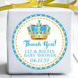 light blue and gold royal crown baby shower sticker