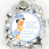 light blue and silver little prince baby shower sticker