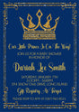 little prince baby shower invitations royal blue crown design