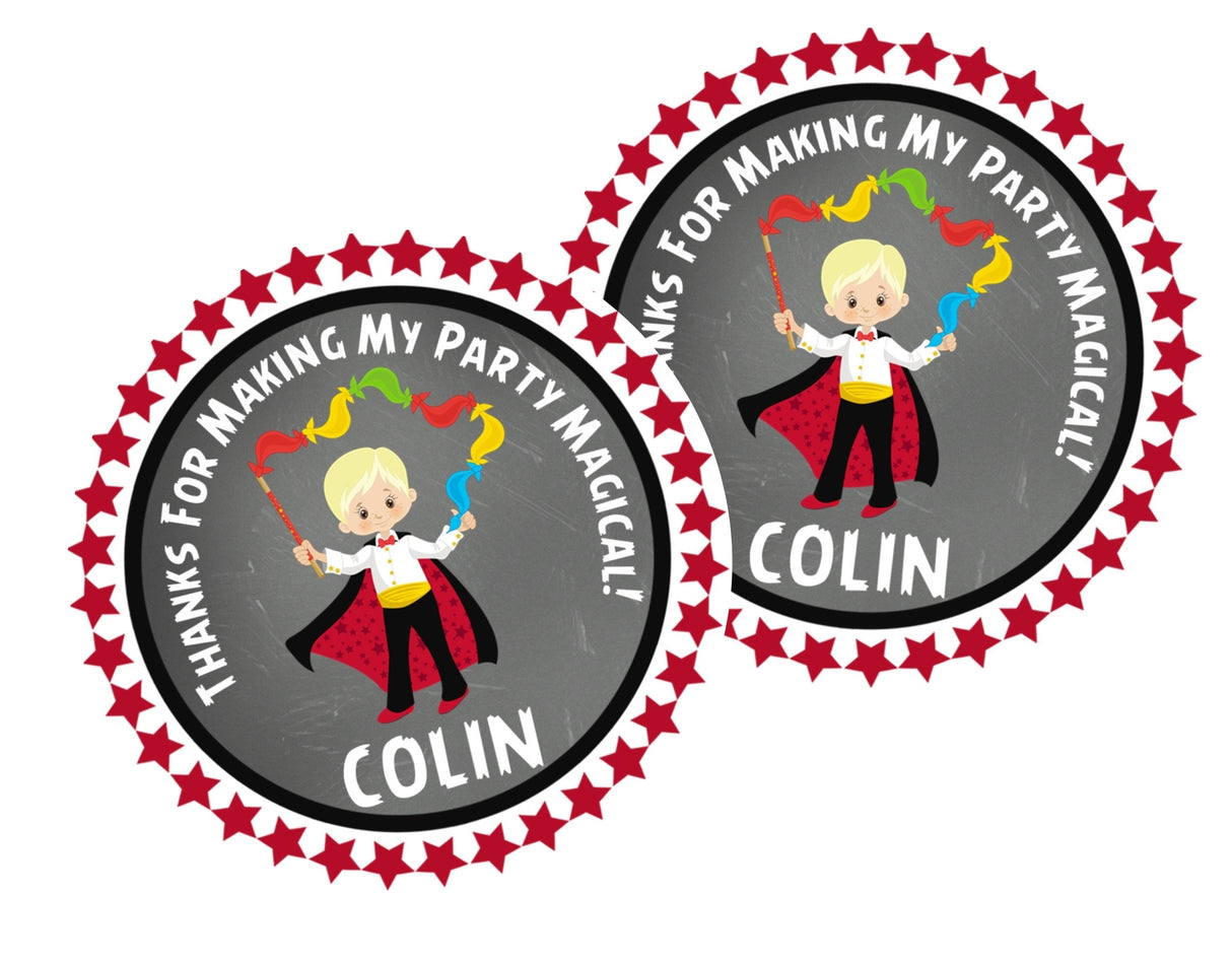 magic party favor label with stars