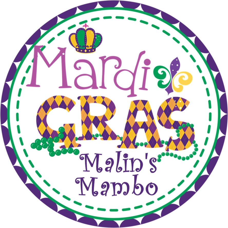 Mardi Gras Argyle Birthday Stickers – Carnival Party Favor Stickers
