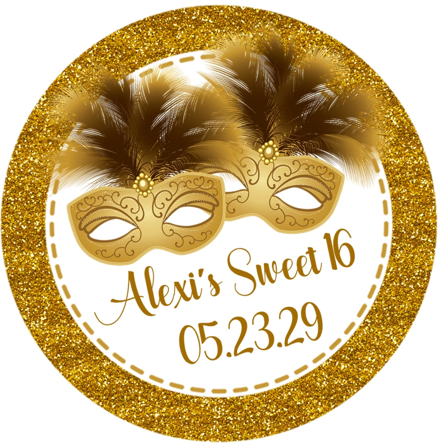 Gold Masquerade Party Stickers