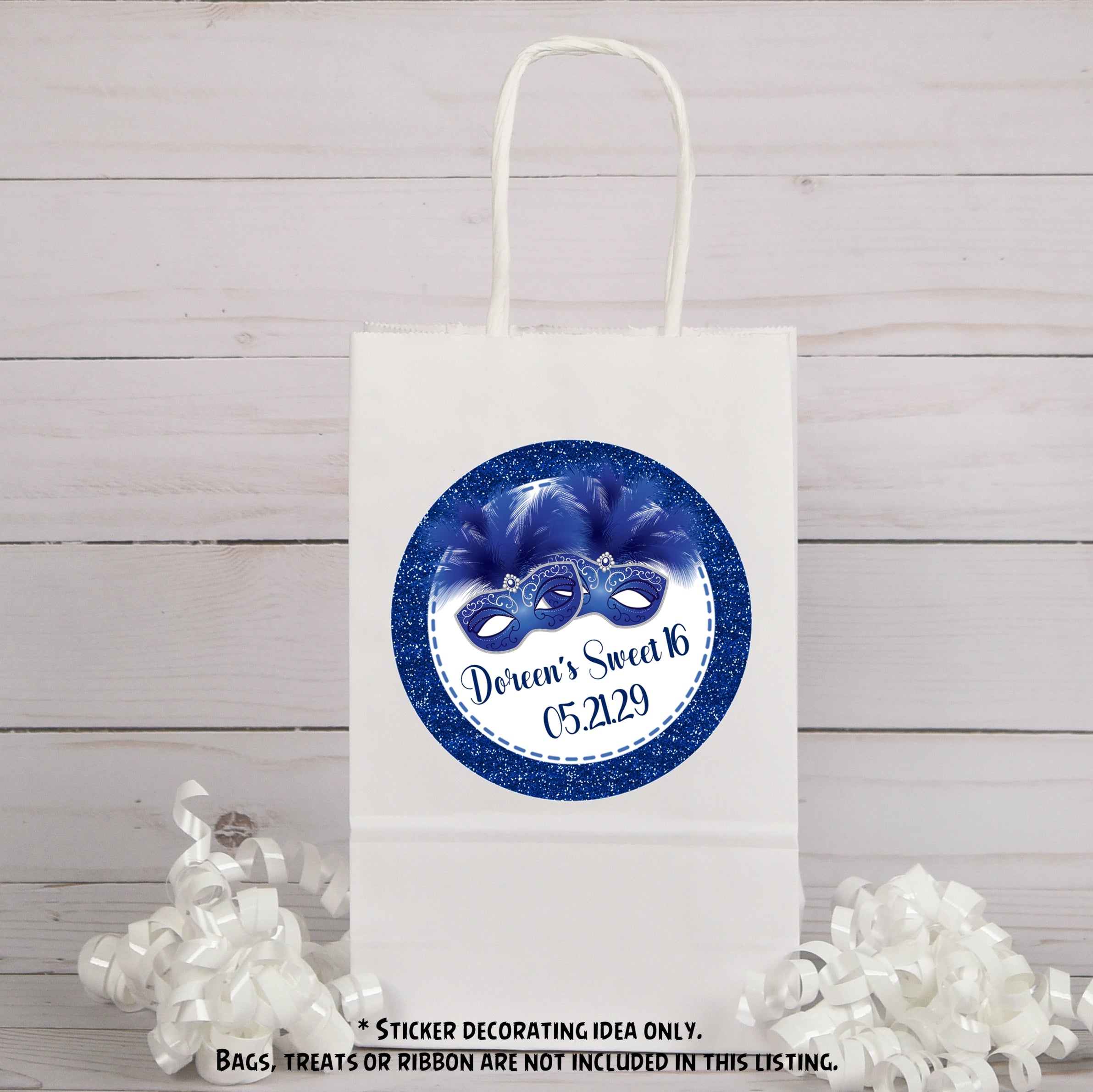 Royal Blue Masquerade Party Stickers