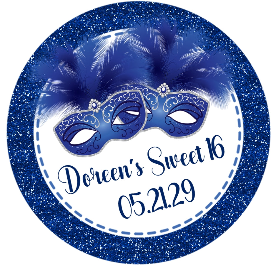 Royal Blue Masquerade Party Stickers