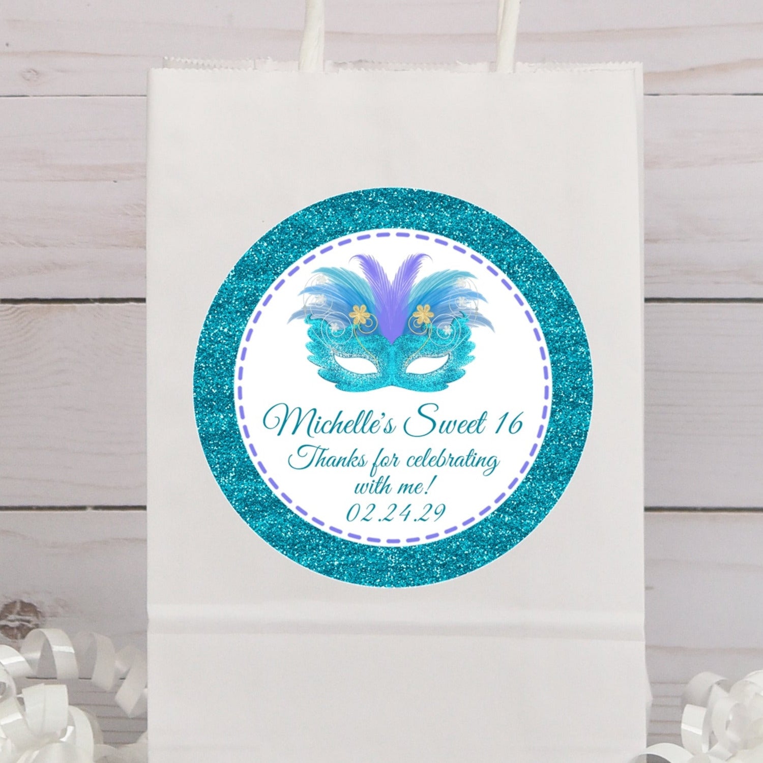 Turquoise and Purple Masquerade Party Stickers