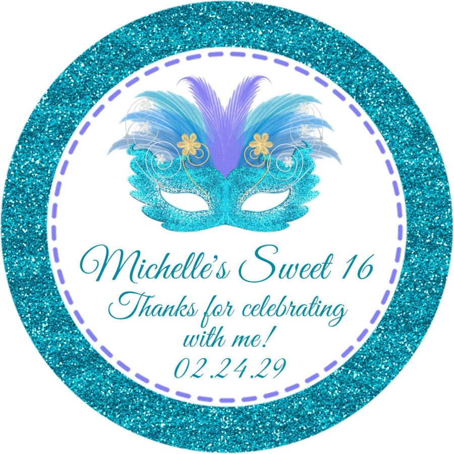 Turquoise and Purple Masquerade Party Stickers