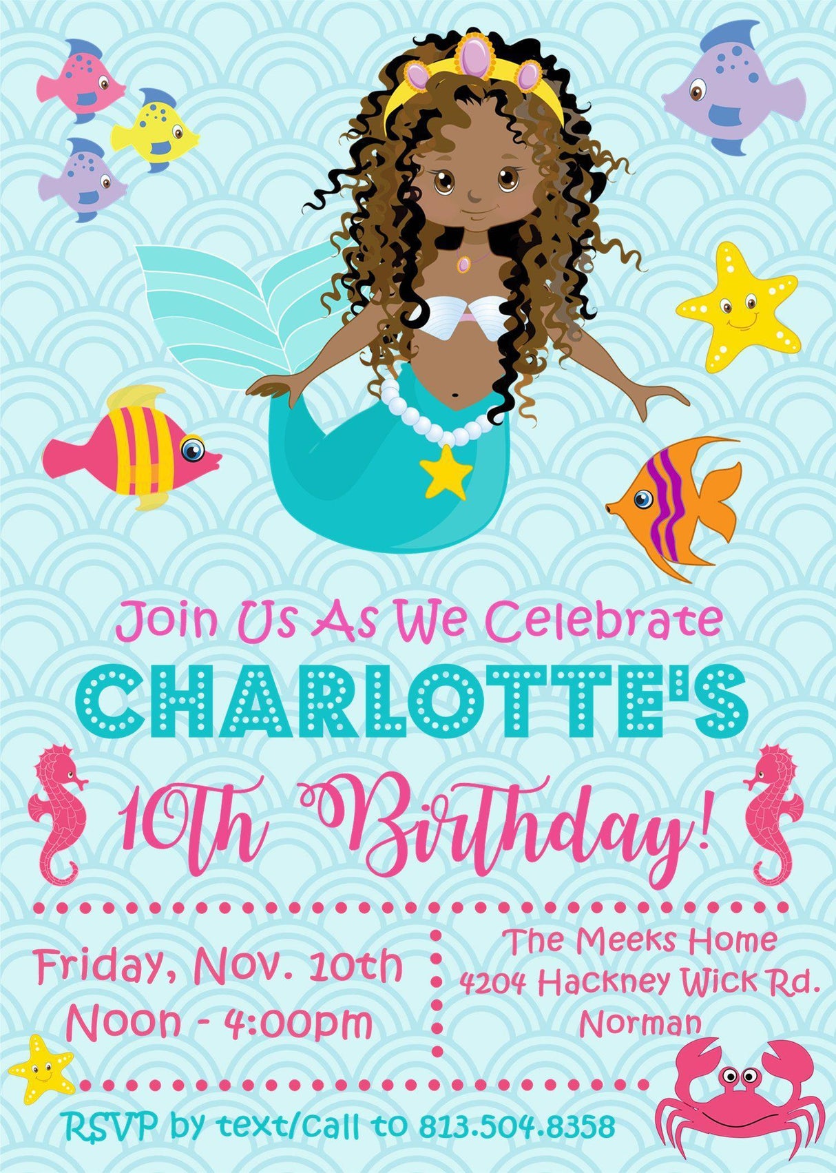 mermaid birthday invitations under the sea theme