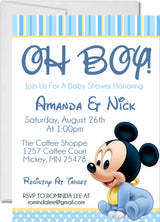 mickey mouse baby shower invitations blue striped design