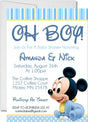 mickey mouse baby shower invitations blue striped design