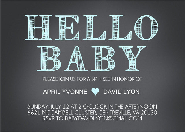 modern sip and see invitations black light blue design