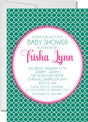 moroccan baby shower invitations teal geometric lattice design