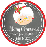 mrs claus christmas personalized gift label