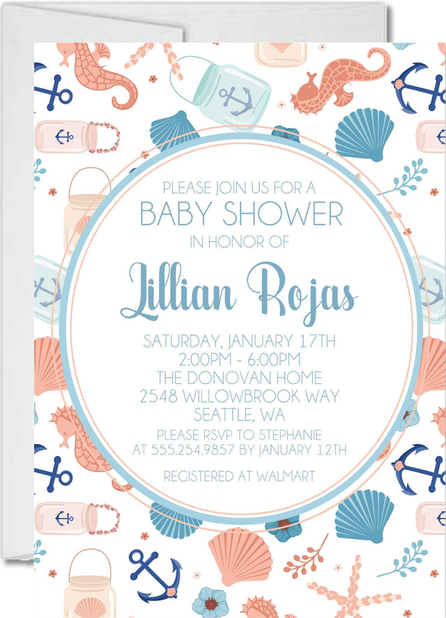 nautical baby shower invitations ocean sea life design