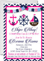 nautical baby shower invitations pink navy anchor design